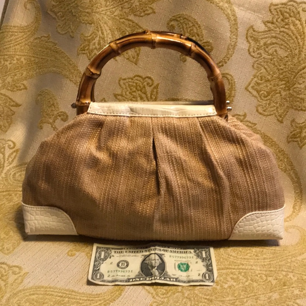 Ann Taylor Loft NWOT hand bag bamboo handles